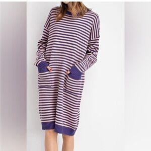 Easel Boutique Striped Purple and Pink Sweater Dress Size Small